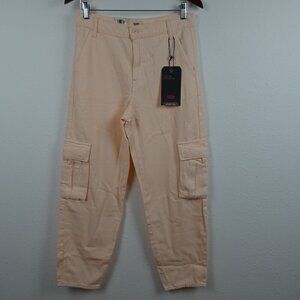 Levi's Baggy Cargo Pants Women's Size 27x28 Pink Blush Cotton Relaxed Fit